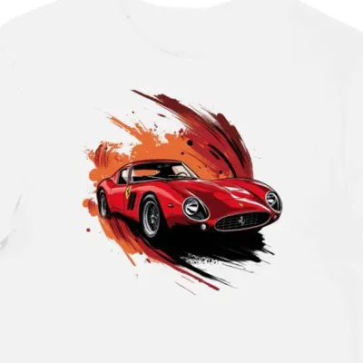 Koszulka męska biała z klasycznym stylem Ferrari 250 GTO