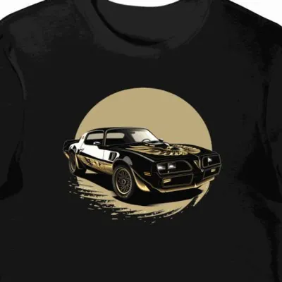Koszulka męska czarna z motywem kultowego samochodu Firebird