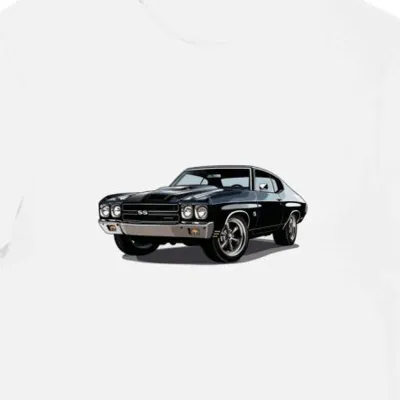 Koszulka męska biała z motywem Chevelle SS w mroku