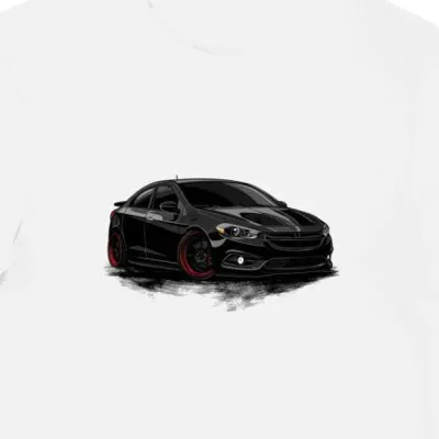 Koszulka męska biała z dynamicznym Dodge Dart GTS w cieniu