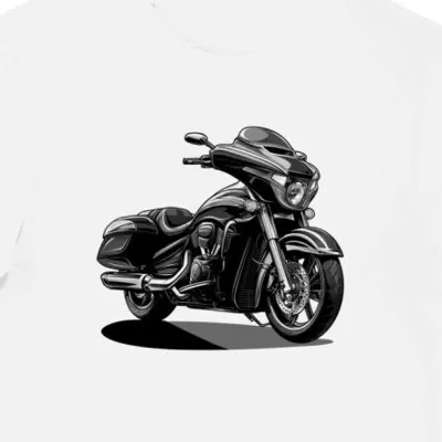 Koszulka męska biała z motocyklowym wzorem Yamaha Star Venture