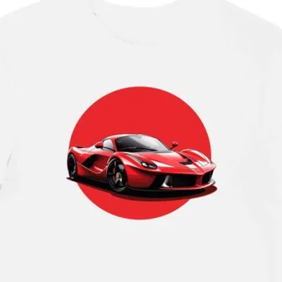 Koszulka męska biała z Supersamochodem Ferrari LaFerrari
