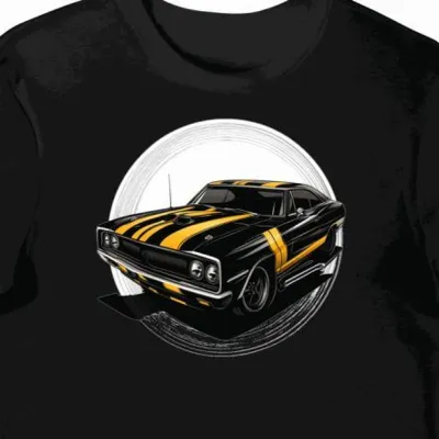 Koszulka męska czarna Zainspirowana Legendarnym Super Bee
