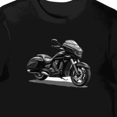Koszulka męska czarna z motywem turystycznej maszyny Yamaha