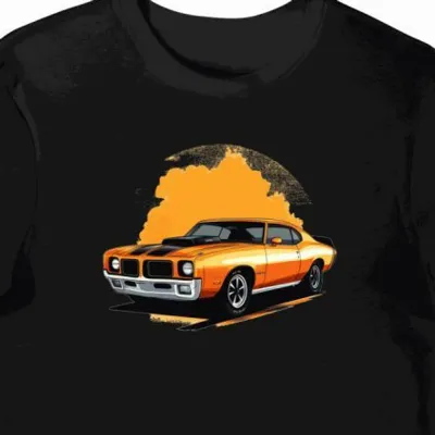 Koszulka męska czarna z Nadrukiem Pontiac GTO Judge