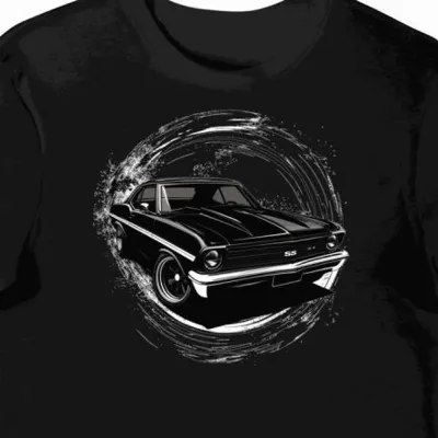 Koszulka męska czarna z Ikoną Motoryzacji Chevrolet Nova
