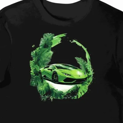 Koszulka męska czarna z motoryzacyjnym motywem Lamborghini