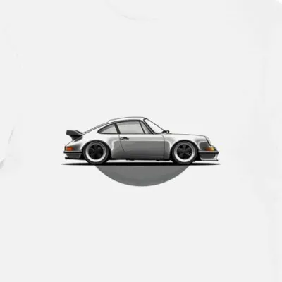 Koszulka męska biała z Sylwetką Klasycznego Porsche 911