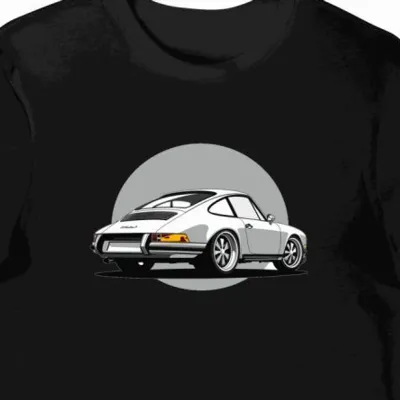 Koszulka męska czarna z sylwetką Porsche 911 1968