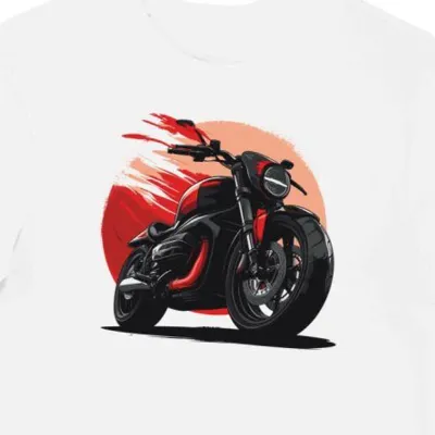 Koszulka męska biała z Mistycznym Wiatrem i Mocą Motocykla