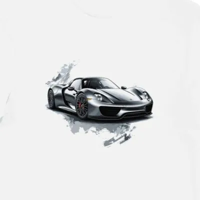 Koszulka męska biała z Futurystycznym Motywem Porsche 918 Spyder