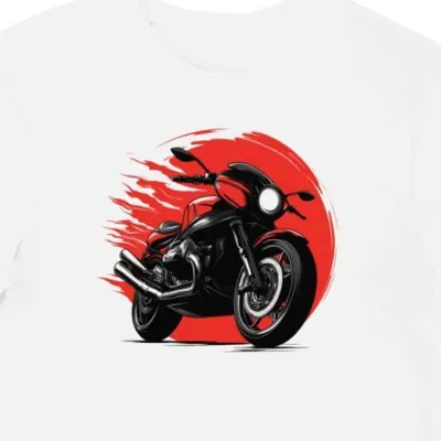 Koszulka męska biała z Motywem Futurystycznym Moto Guzzi Norge