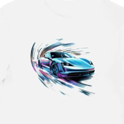 Koszulka męska biała Szybki Styl Futurystycznego Porsche
