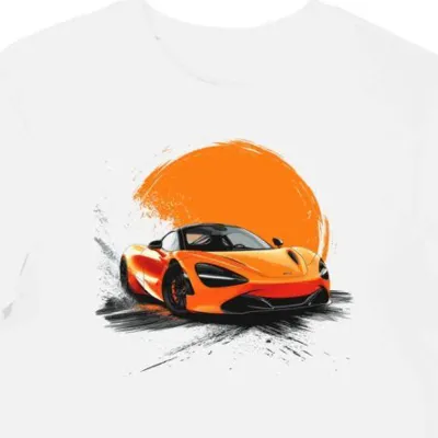 Koszulka męska biała z motywem luksusowego samochodu McLaren