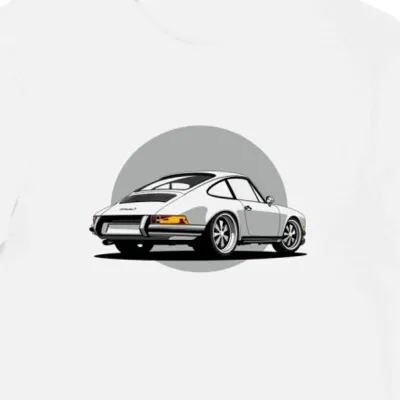 Koszulka męska biała z klasycznym motywem Porsche 911