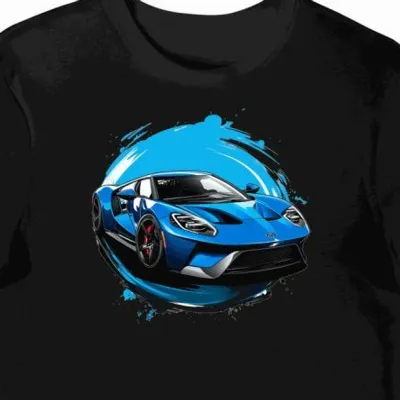 Koszulka męska czarna z dynamicznym stylem Ford GT