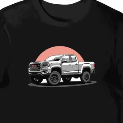 Koszulka męska czarna z motywem stylowego GMC Canyon