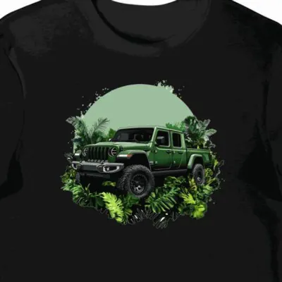 Koszulka męska czarna z motywem Jeep Gladiator na bezdrożach