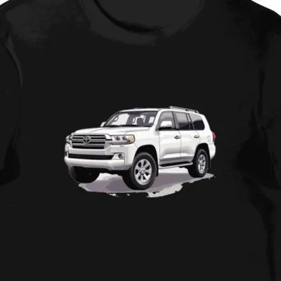 Koszulka męska czarna z motywem Land Cruiser w świetle