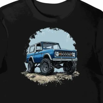 Koszulka męska czarna z motywem eleganckiego SUV-a Ford Bronco