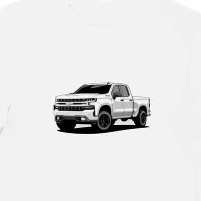 Koszulka męska biała z Energetycznym Motywem Chevrolet Silverado