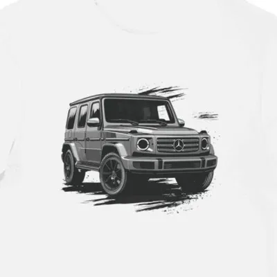 Koszulka męska biała z motywem Mercedes G Klasy
