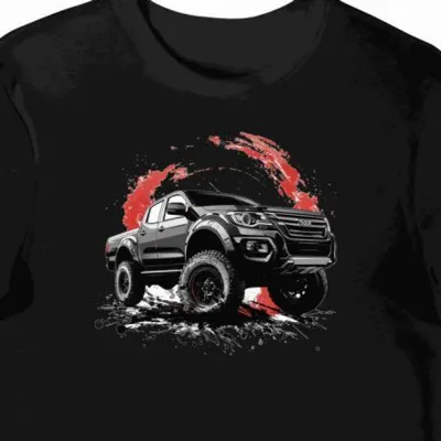 Koszulka męska czarna z Dynamicznym Wizerunkiem Isuzu DMax