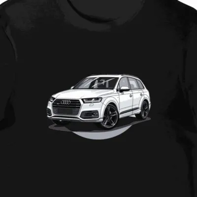 Koszulka męska czarna z artystycznym motywem Audi SUV
