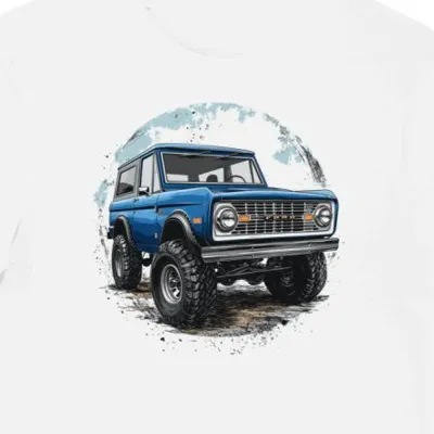 Koszulka męska biała Motoryzacyjna z Wyjątkowym Stylowym Bronco