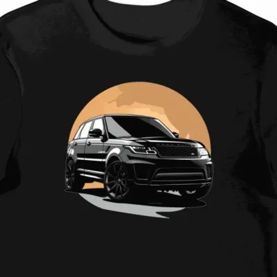 Koszulka męska czarna z pasją SUV Range Rover