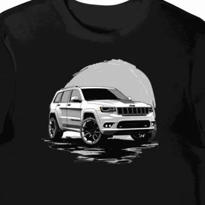 Koszulka męska czarna z Motywem SUV Grand Cherokee