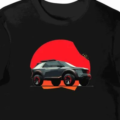 Koszulka męska czarna z futurystycznym SUV-em