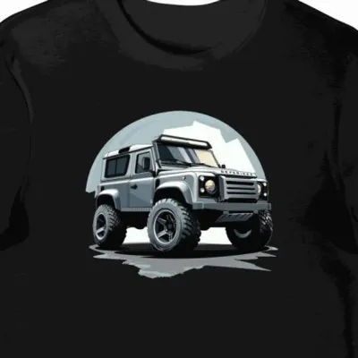 Koszulka męska czarna z wizerunkiem futurystycznego SUV-a