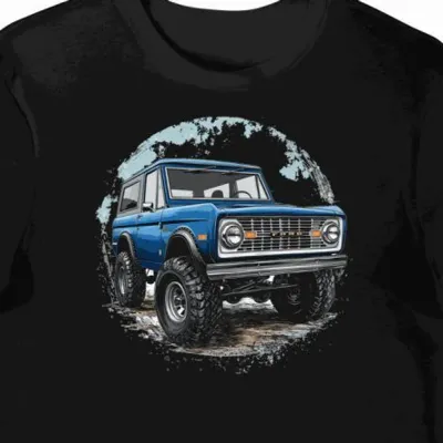 Koszulka męska czarna z dynamicznym wzorem SUV Bronco