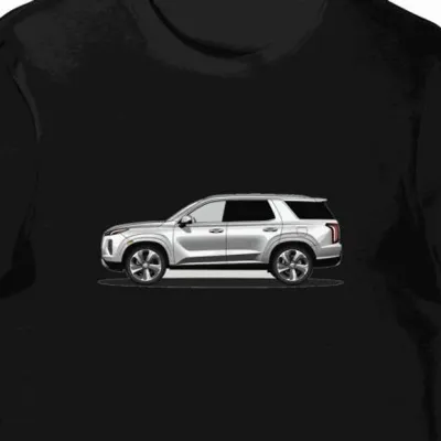 Koszulka męska czarna z sylwetką luksusowego SUV-a Hyundai