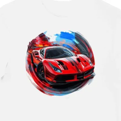 Koszulka męska biała z dynamicznym motywem wyścigowym Ferrari 488 GT3