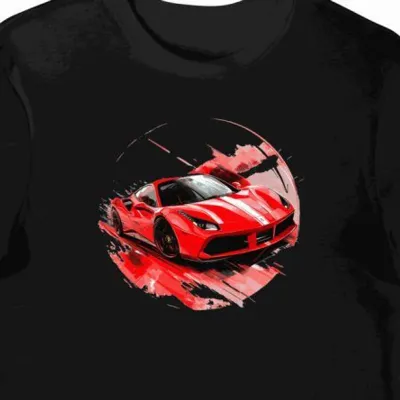 Wyścigowa Adrenalina – Koszulka męska czarna z Motywem Ferrari GT3