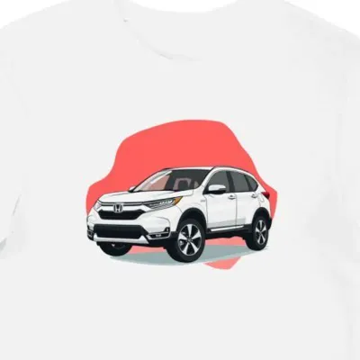 Koszulka męska biała z Sylwetką Honda CRV