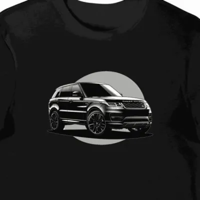 Koszulka męska czarna z dynamicznym SUV-em w domyślnym ruchu
