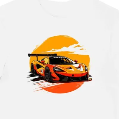 Koszulka męska biała z motywem wyścigowym McLaren 570S