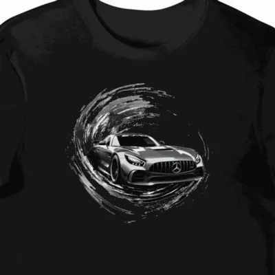 Koszulka męska czarna Z Wyścigowym Mercedesem AMG