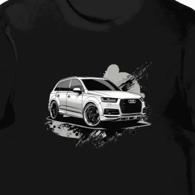 Koszulka męska czarna z motywem eleganckiego SUV-a Audi