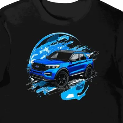 Koszulka męska czarna Z Artystycznym SUV-em W Stylu Explorer