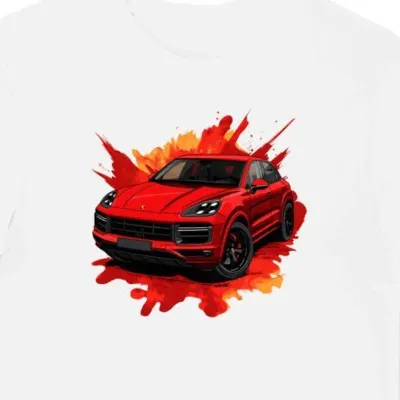 Koszulka męska biała Stylowy SUV na Krawędzi