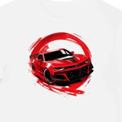Koszulka męska biała z wyścigowym duchem Chevy Camaro