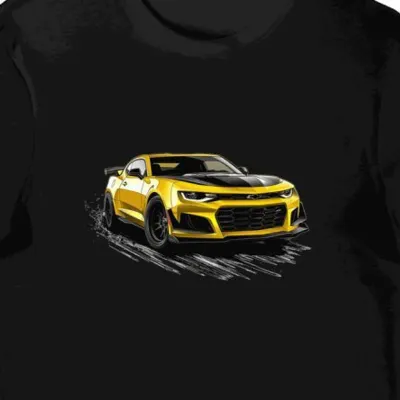 Koszulka męska czarna z motywem Camaro ZL1 w akcji