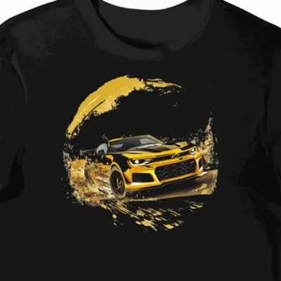 Koszulka męska czarna z motoryzacyjną pasją Camaro ZL1