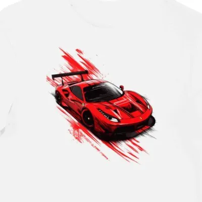 Koszulka męska biała z Dynamicznym Wzorem Wyścigowego Ferrari