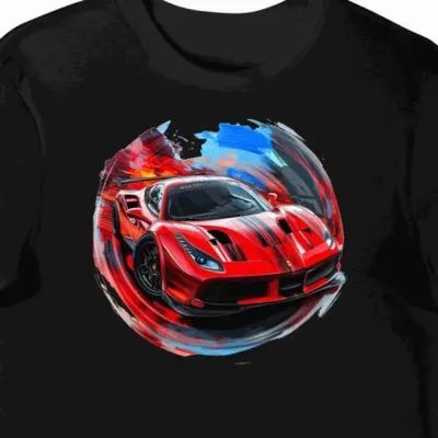 Koszulka męska czarna Wyścigowa Elegancja Ferrari 488 GT3