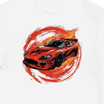 Koszulka męska biała Wyścigowy Styl Mazda RX7